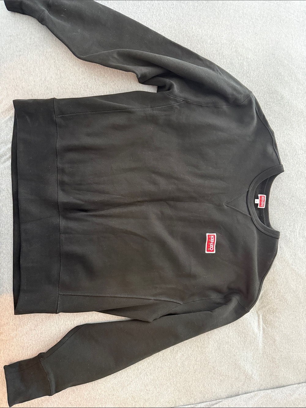 KENZO Black Crewneck Sweatshirt with Red Logo Patch